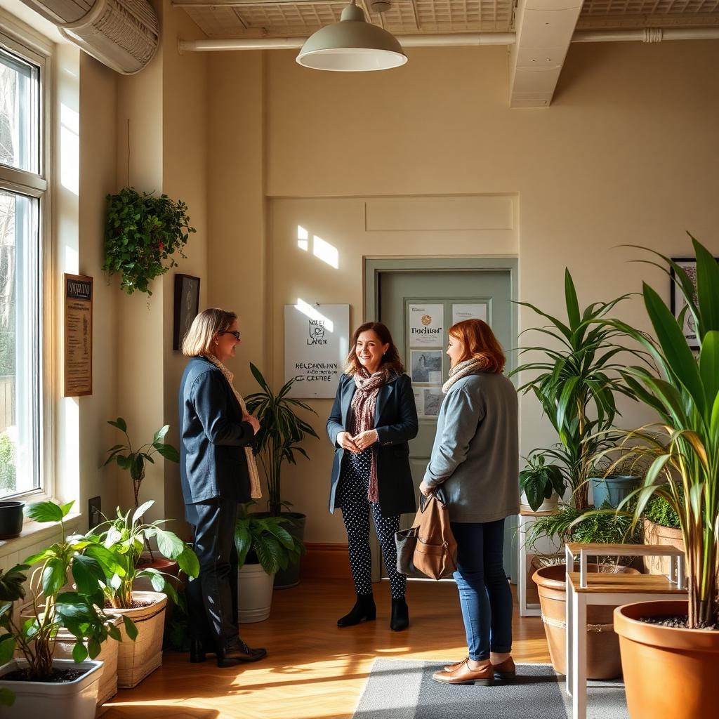Volunteers welcoming visitors at the Lido Foundation community centre in London